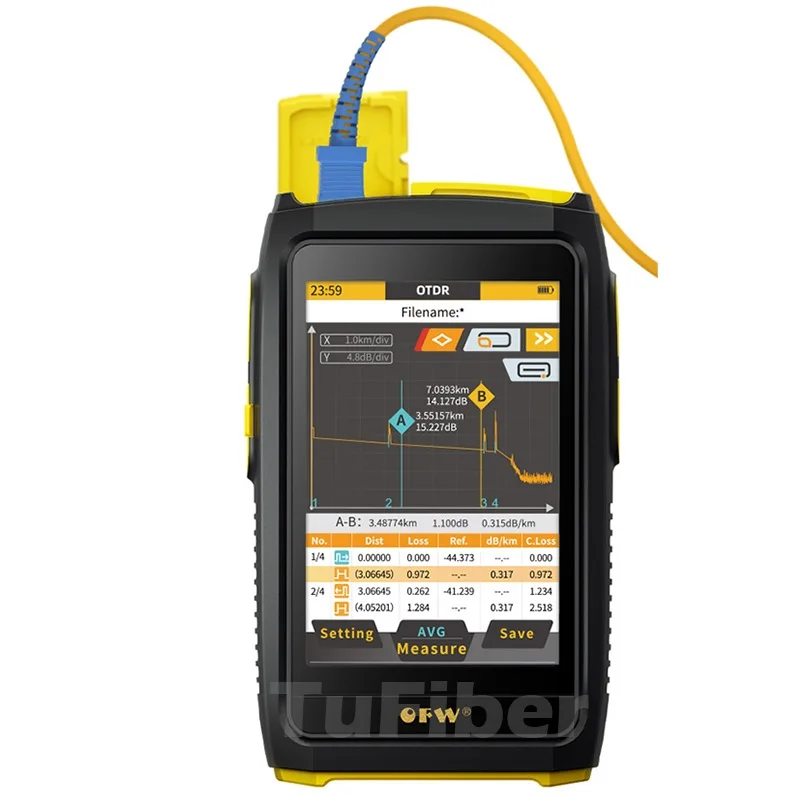 Imagem -04 - Mini Otdr Ativo Fibra Teste ao Vivo 1550nm 20db Refletômetro de Fibra Óptica Tela de Toque Opm Vfl Ols Testador Conector sc Novo