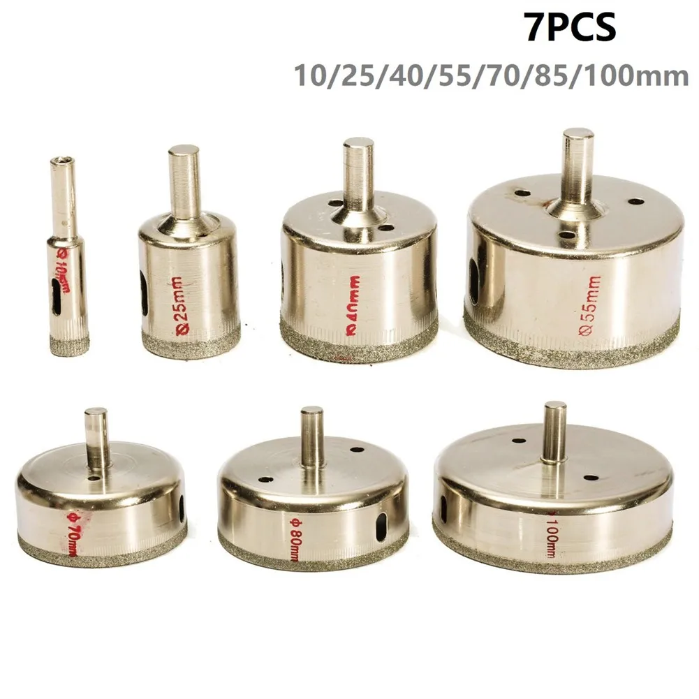 7PCS Impregnated Core Drill Bits for Ceramic Glass Porcelain Marble Granite Drilling with Standard Power Drill