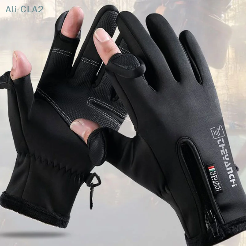 

Winter Fishing Gloves 2 Finger Flip Waterproof Windproof Cycling Angling Gloves Warm Protection Fish Angling Gloves