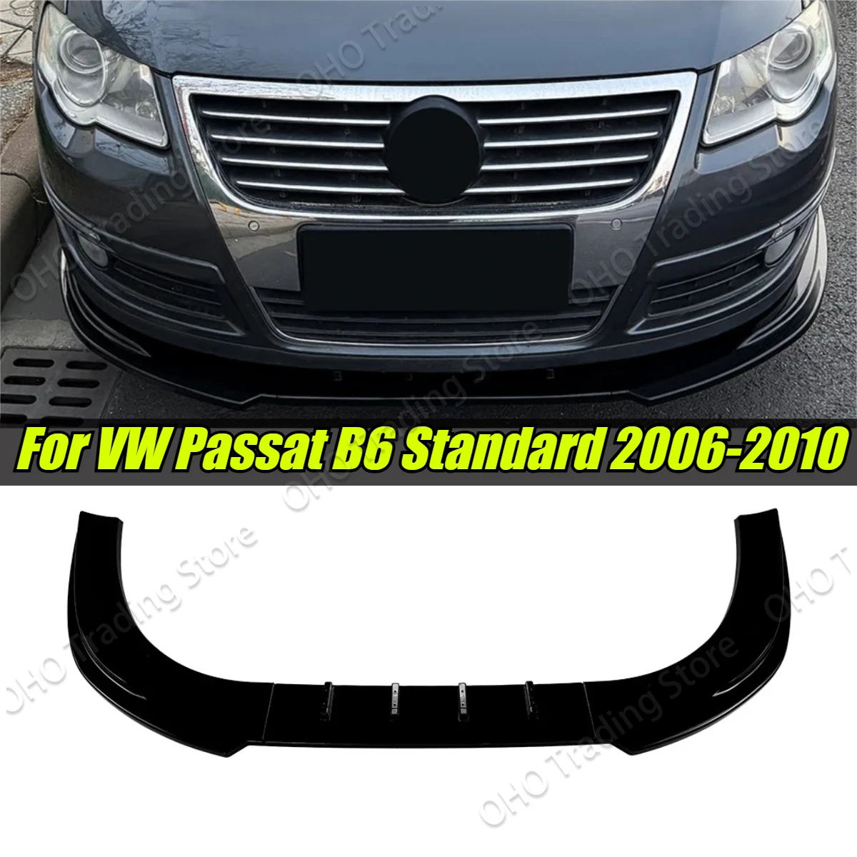 Amortecedor dianteiro do carro lábio para volkswagen passat b6 padrão 2006-2010 inferior divisor difusor corpo kits spoiler guarnição preto tuning