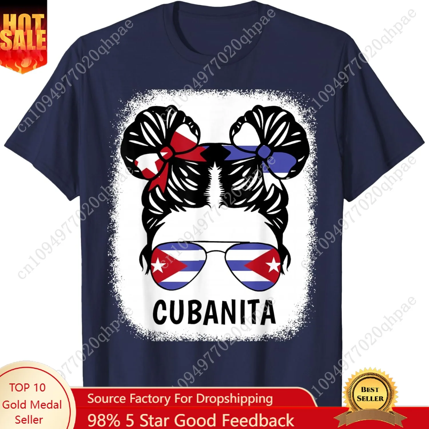 

Cubanita Cuban Girl Cuba Flag Kids Women Hispanic Heritage T-Shirt