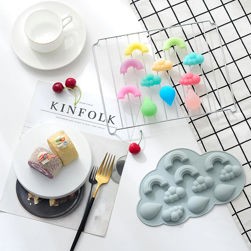 Cloud ShapeซิลิโคนRainbowแม่พิมพ์Fondantเค้กตกแต่งDIY Jelly Ice Cubeพุดดิ้งเบเกอรี่เครื่องมืออีพ็อกซี่เรซินแม่พิมพ์Bakeware