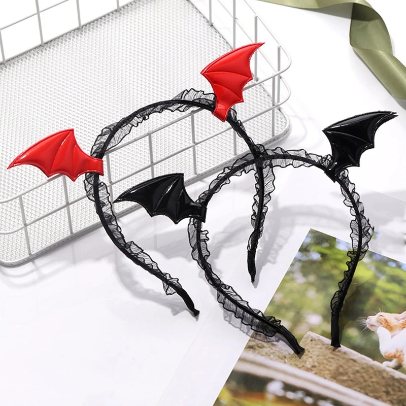 2pcs Cartoon Bat Wing Headband Choker Cosplay Costume Set Hair Clip Headdress Y1QD