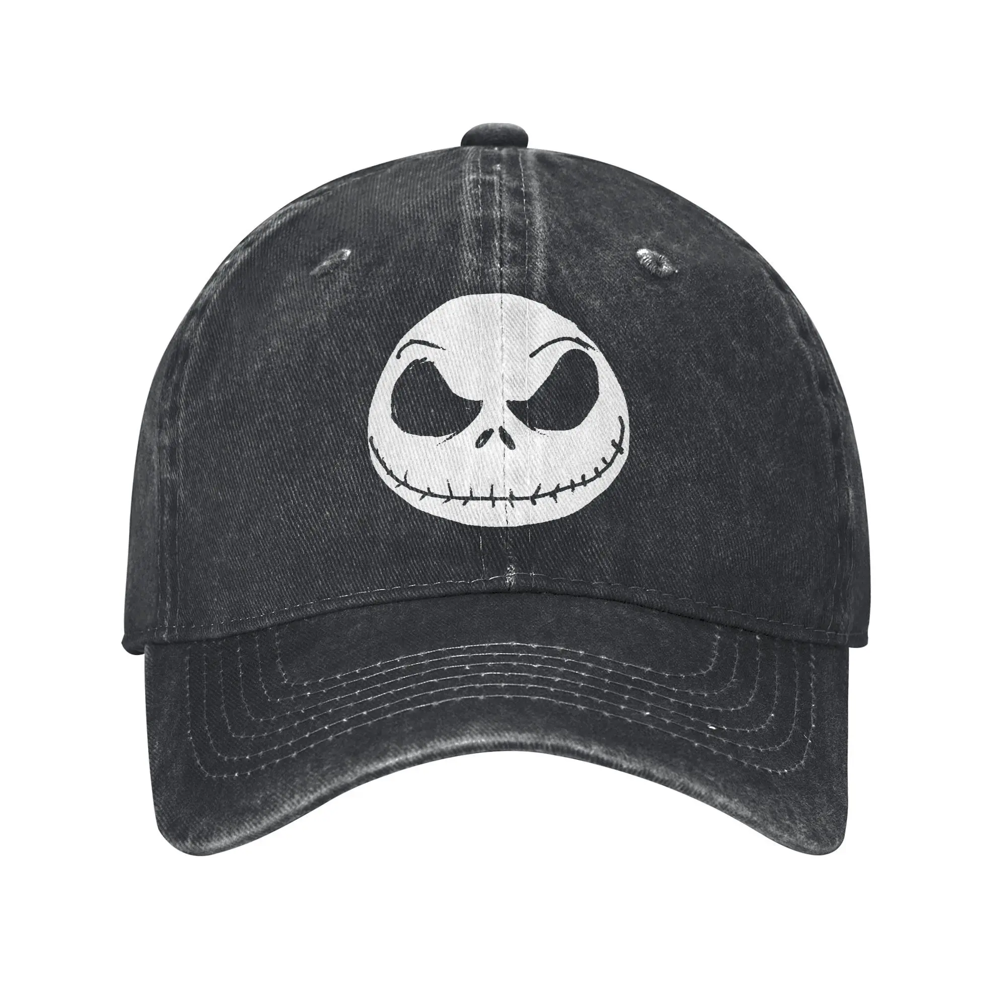 The Nightmare Before Christmas Baseball Caps Jack Skellington Face Distressed Cotton Hats Cap Outdoor Running Snapback Cap