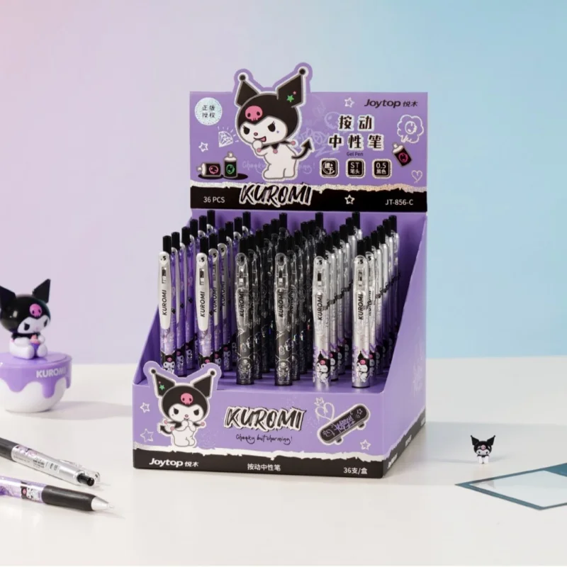 

36pcs/lot Cartoon Sanrio Kuromi Press Gel Pen Cute 0.5mm Black Ink Press Signature Pens School Supplies