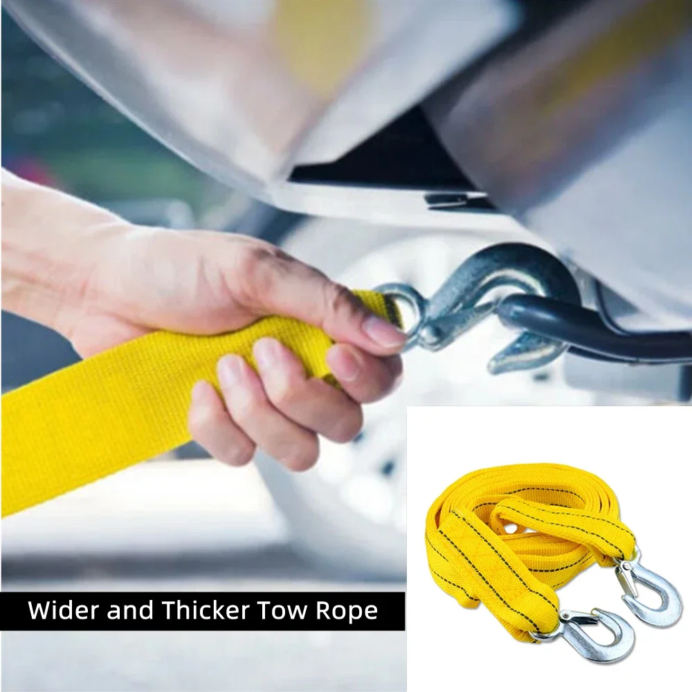 

UTV ATV Quad Four Wheels 4M Nylon Tow Cable Heavy Duty 5 Ton Double Thick Traction Strap Off Road Vehicle Recovery Equipment