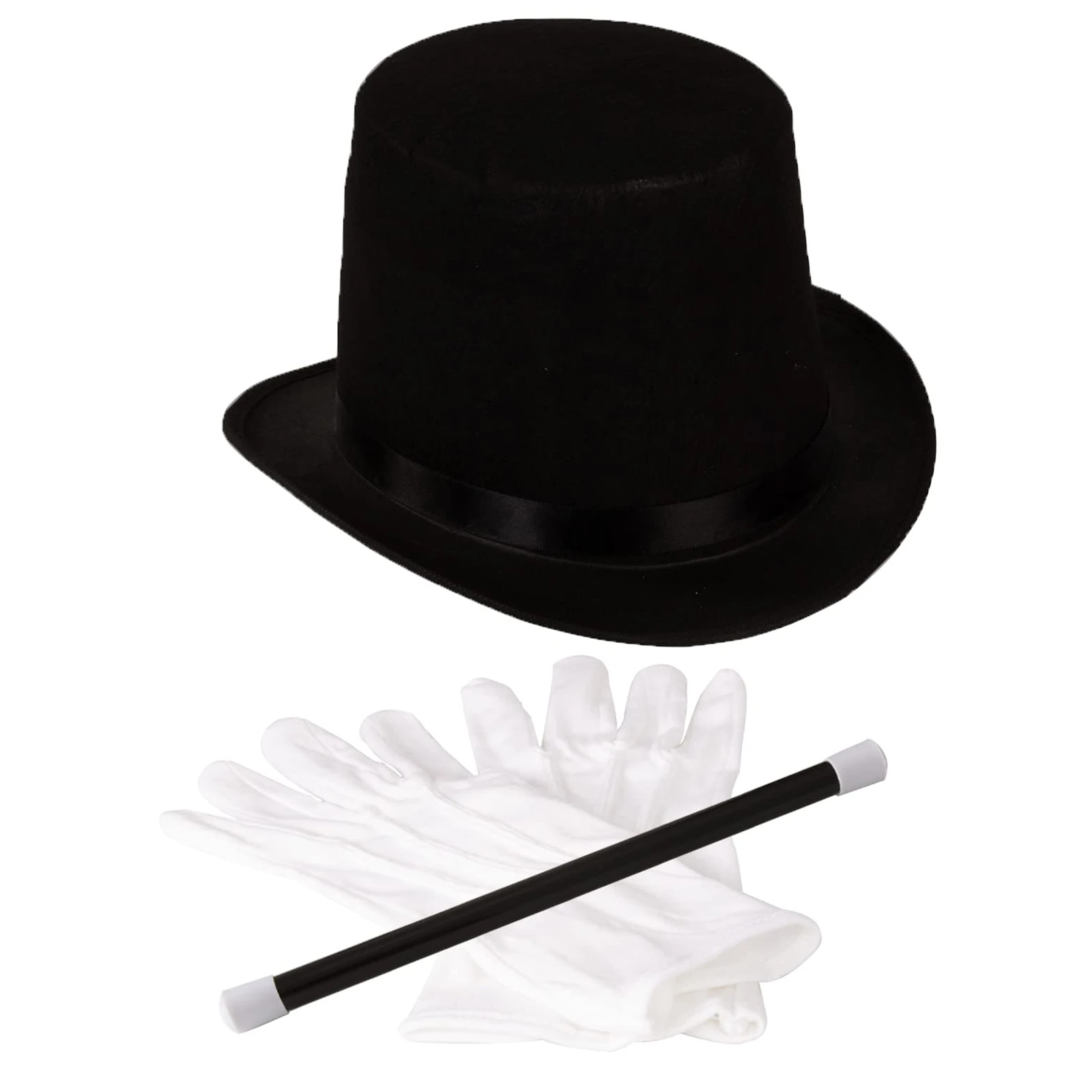 Fun party hat magician costume 3pcs magician dress up costume hat gloves baton hat wand gloves magician set