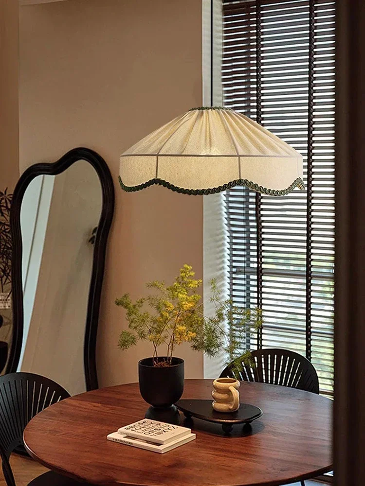 Japanese Wabi Sabi Fabric Pendant Light Retro Living Dining Room Chandelier Bedroom Lamp Indoor Home Lighting Fixtures Decor