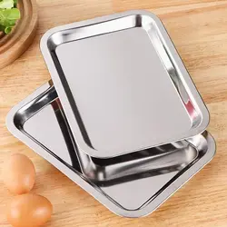 Rectangle Stainless Steel Kitchen Storage Baking Trays Shallow Plate for Food Steamed Sausage Dishes Cake Bread Loaf Pans