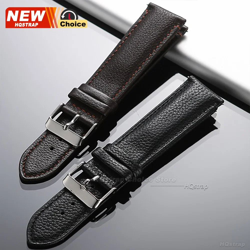 Lychee Patterned Strap 22mm 20mm for Omega Smartwatch Leather Double-sided Cowhide for Samsung for Huawei Watch Band for Seiko