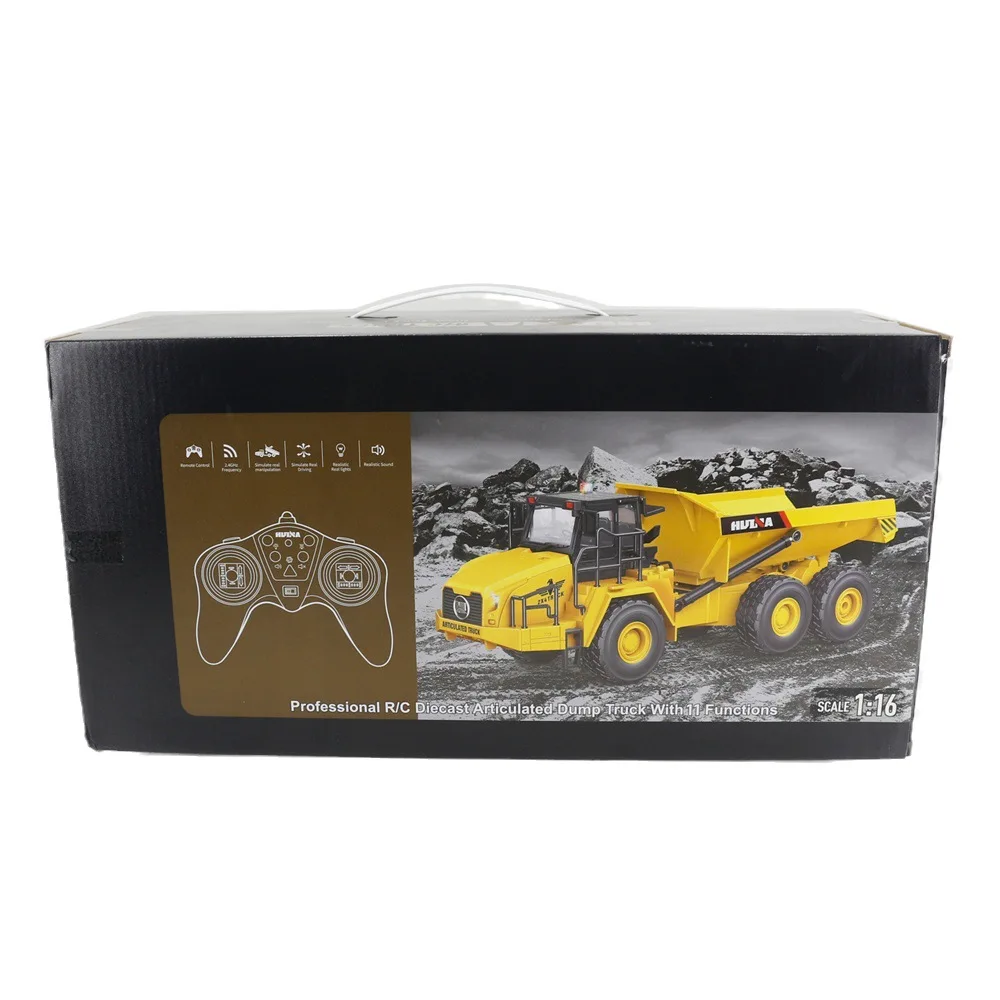 Huina 1: 16, modelo de Control remoto de once canales, camión volquete, coche de transporte de simulación eléctrica, juguete para regalo para niños