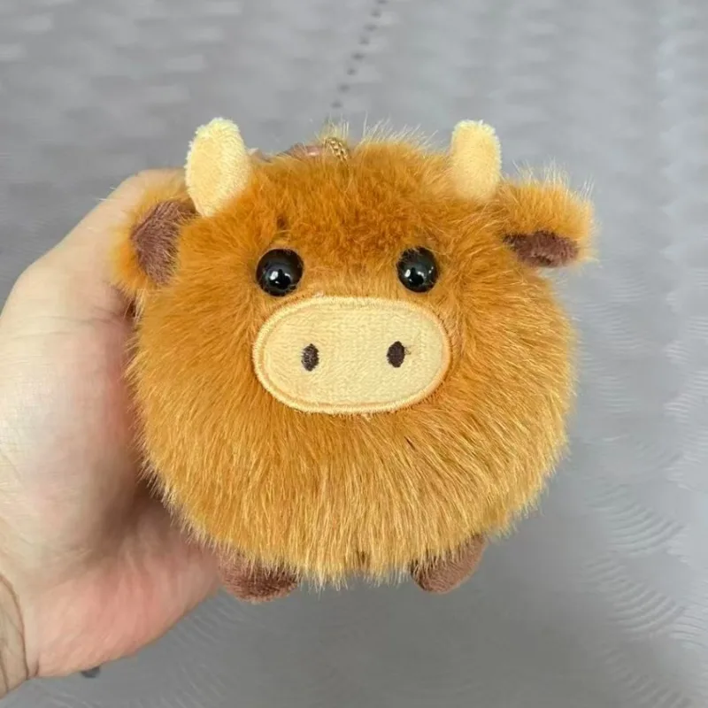 Süßes Highland Cow Plüschtier Simulation Rinder Plüschtier Anhänger Taschenanhänger Weich gefüllt Kawaii Schlüsselanhänger Plushie Home Decor