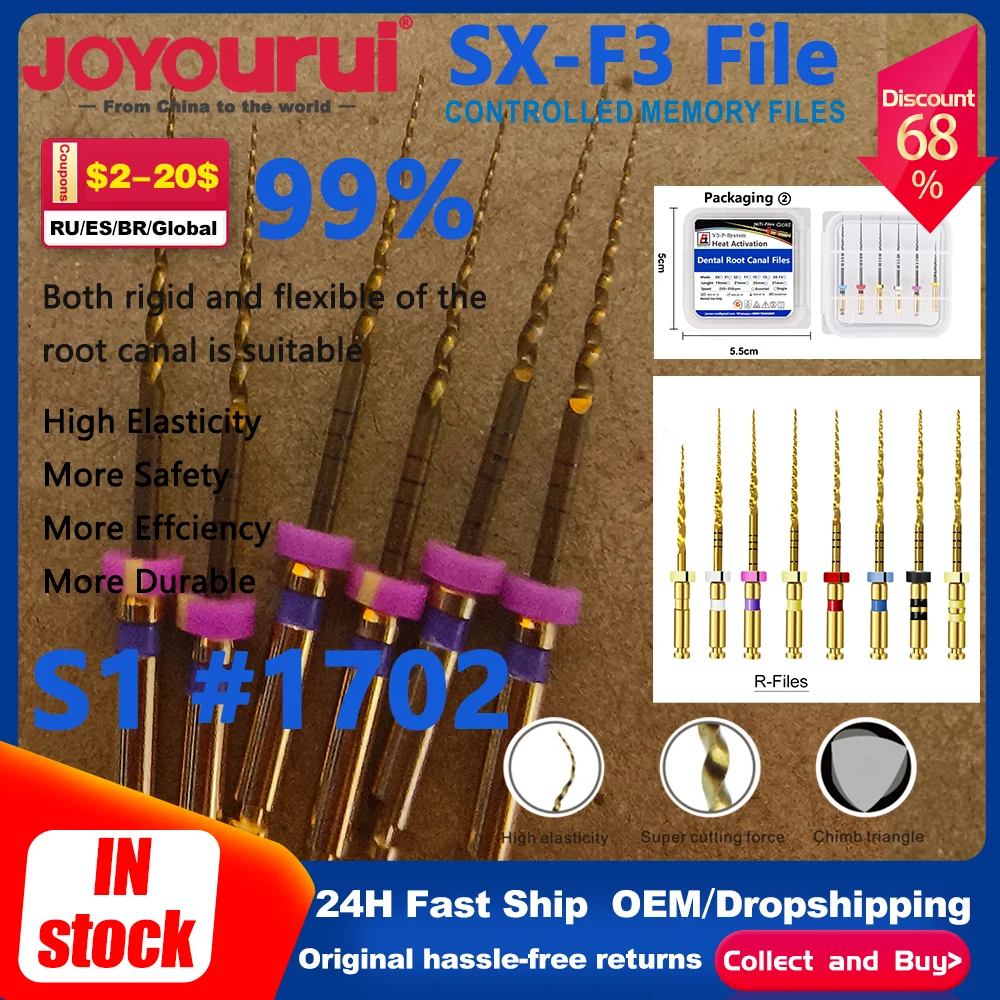 

Dental Heat Activated 04 06 Blue Files Endo Files Engine Use Rotary Files SX-F3 F4 F5 For Root Canal Treatment 25/31mm