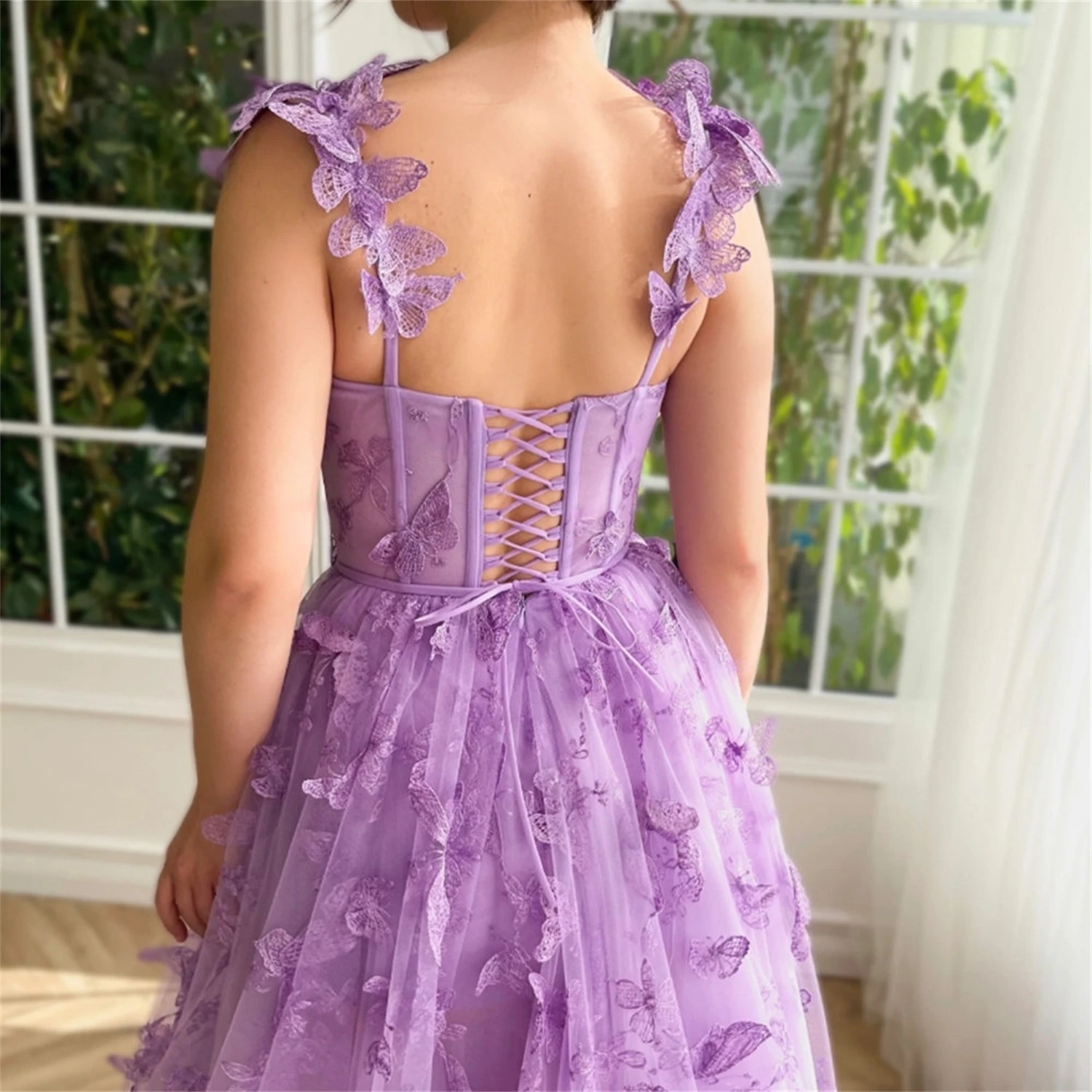 Lucy Line-Robe de graduation en maille tridimensionnelle, tissu papillon, robes longues pour les occasions formelles, robe de Rh, quelle que soit, robe de soirée