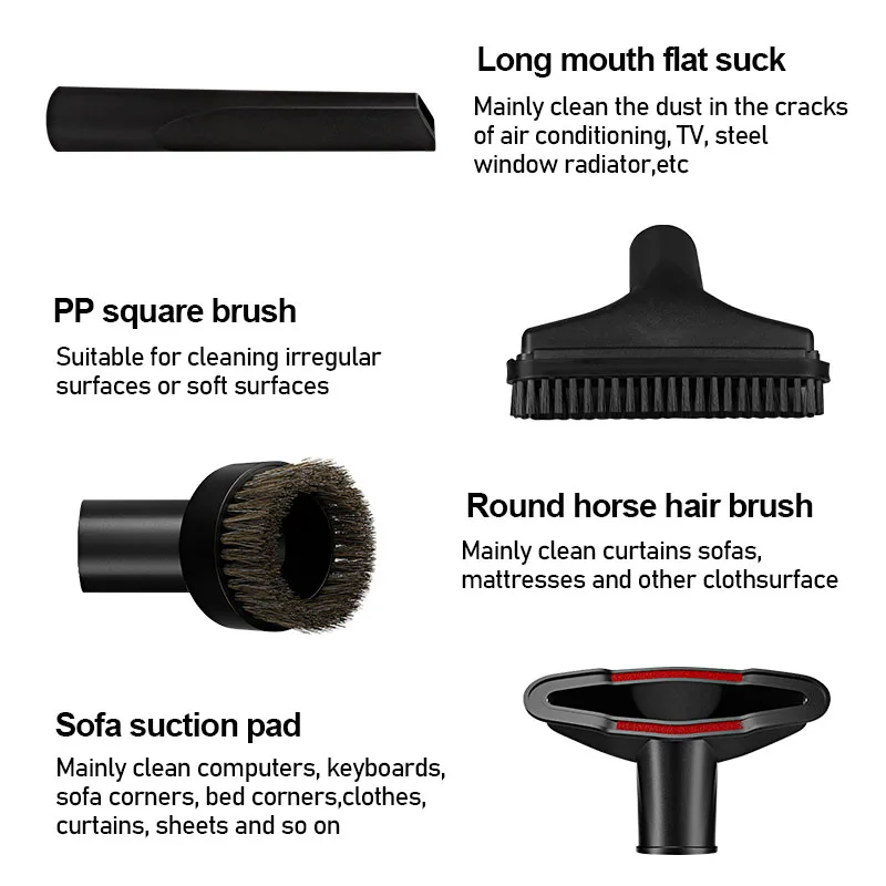 6 pcs/1 pcs Brush Head Nozzle With 32 / 35mm Adapter Spare Parts Crevice Dust Collector Vacuum Cleaner Replacement Attachment