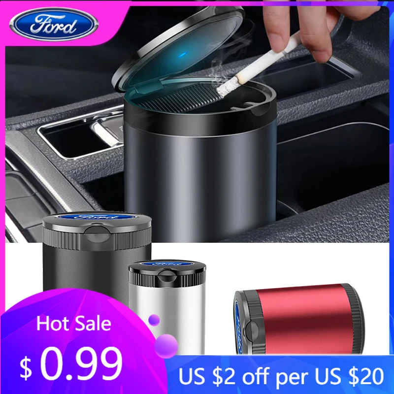 

Автомобильные наклейки, автомобильная портативная пепельница, огнестойкая светодиодная пепельница для сигарет, декор интерьера автомобиля для Ford Ranger C-Max SMax Focus MK3