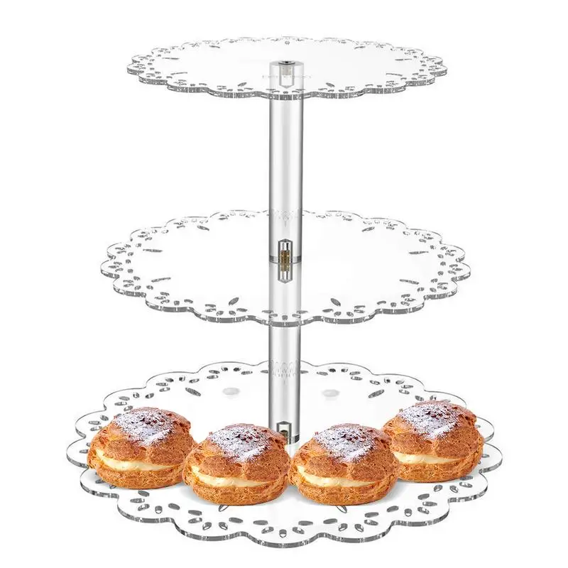 

Acrylic Cupcake Stand 3 Tier Dessert Stand Transparent Cupcake Stand Easy to Assemble Decorative Serving Supplies for Parties