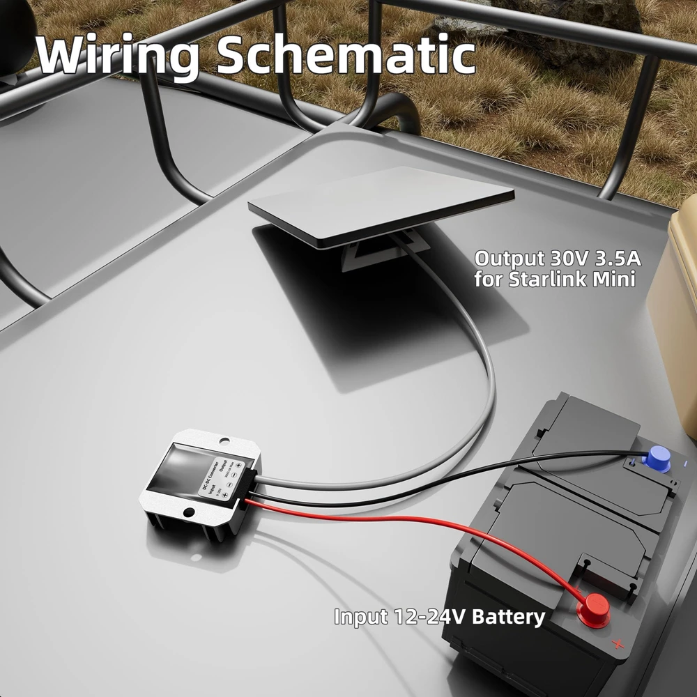 1pc DC 12V Power Converter Power Supply Cable Backup Power Source Cable Conversion Kit Step Up to 30V 3.5A for Starlink Mini