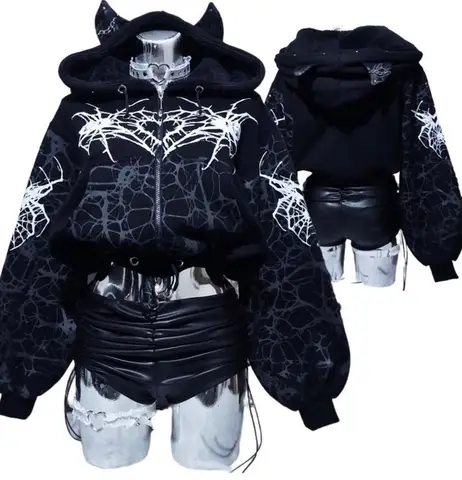 Y2K Neue Koreanische Version College Stil Zipper Hoodie Frauen Harajuku Casual Lose Fleece Dicke Sweatshirt Punk Rock Hot Girl Hoodie