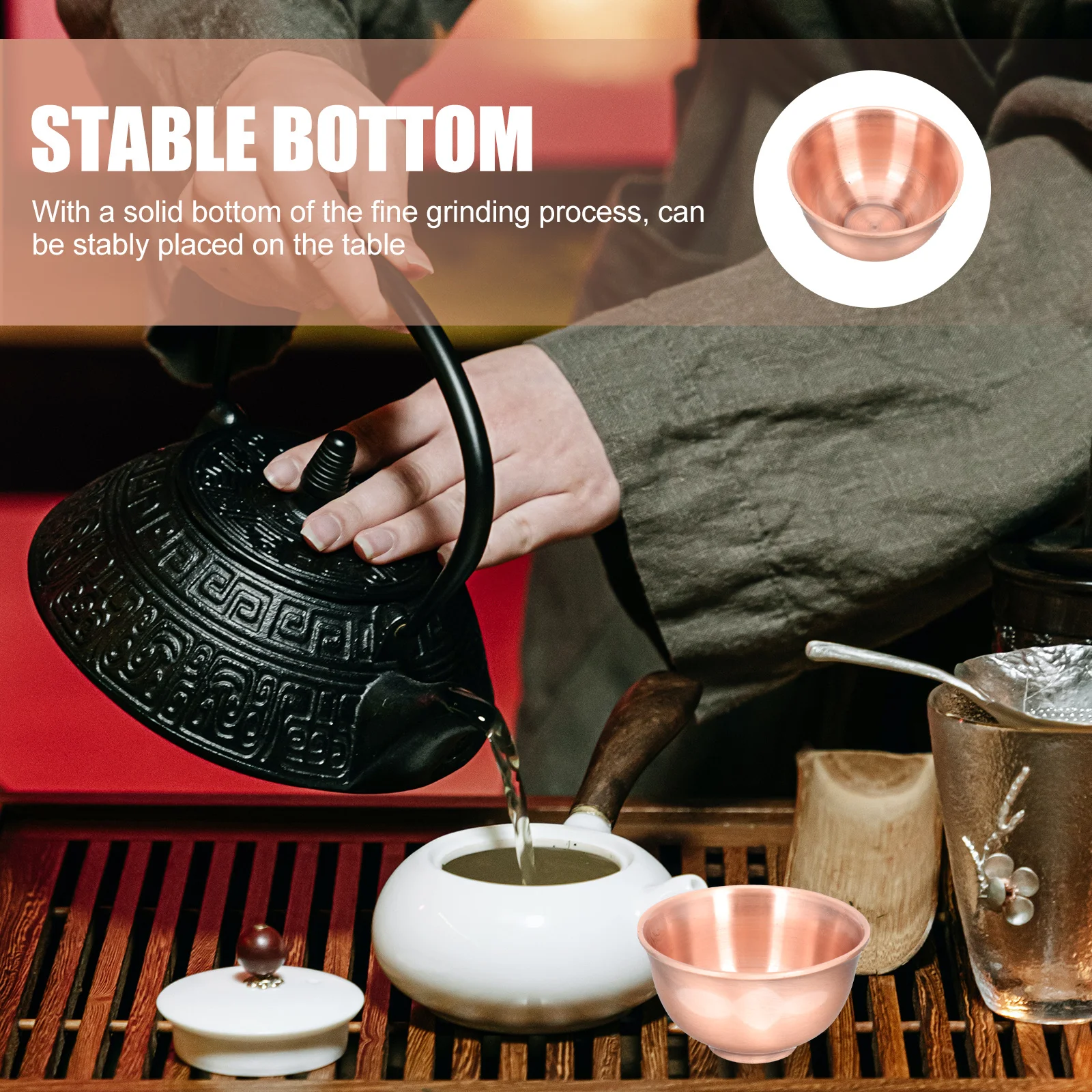 

Vintage Teacup Chinese Style Copper Tea Bowl Retro Kung Fu Cup For Oolong Puer Black White Yellow Tea Traditional Serving