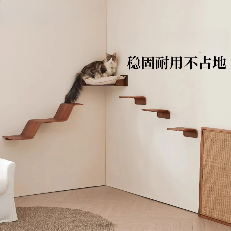 

Cat climbing frame on the wall Solid wood custom cat nest scratching board