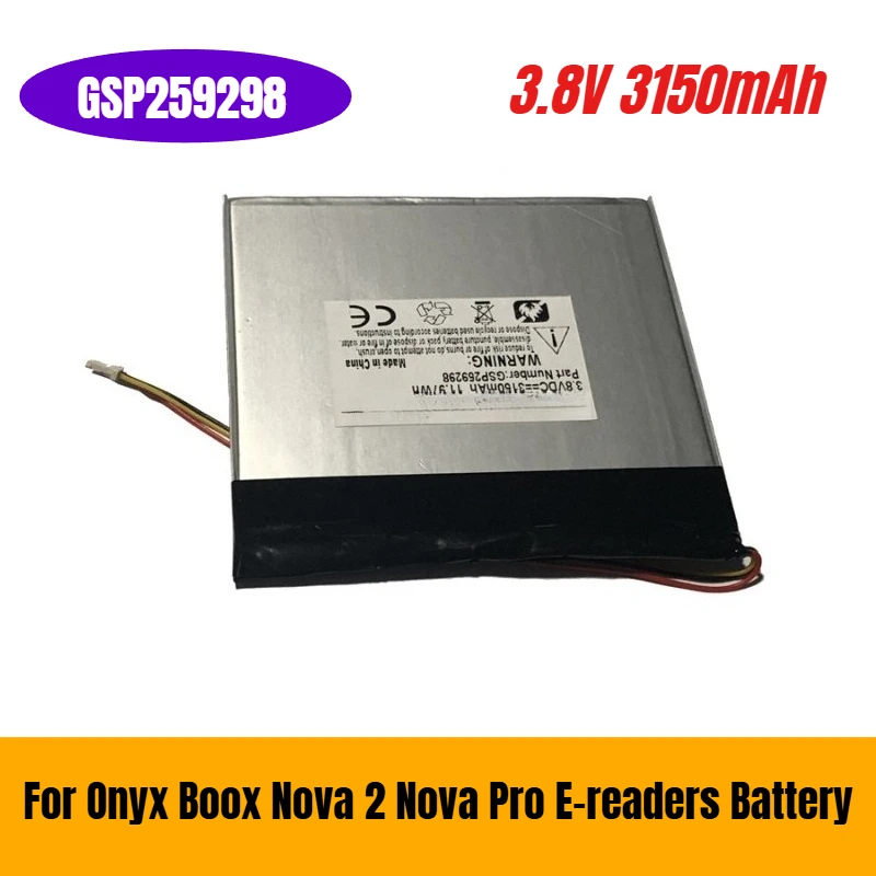 

3.8V 3150mAh GSP259298 for Onyx Boox Nova 2 Nova Pro E-readers Battery