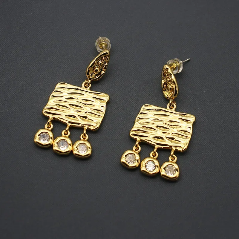 S925 Silver Needle Korean Light Luxury Niche Zircon Pleated Tassel Earrings