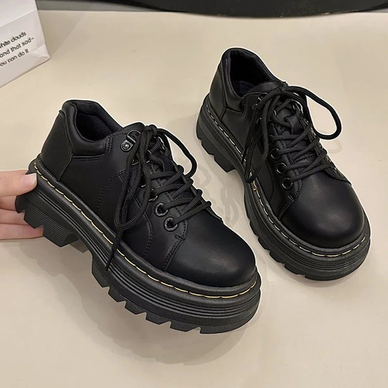 

Осень-зима, британские лоферы, женская обувь дерби, модная кожаная обувь на платформе и массивном каблуке, плюшевые теплые ботинки, новая повседневная обувь