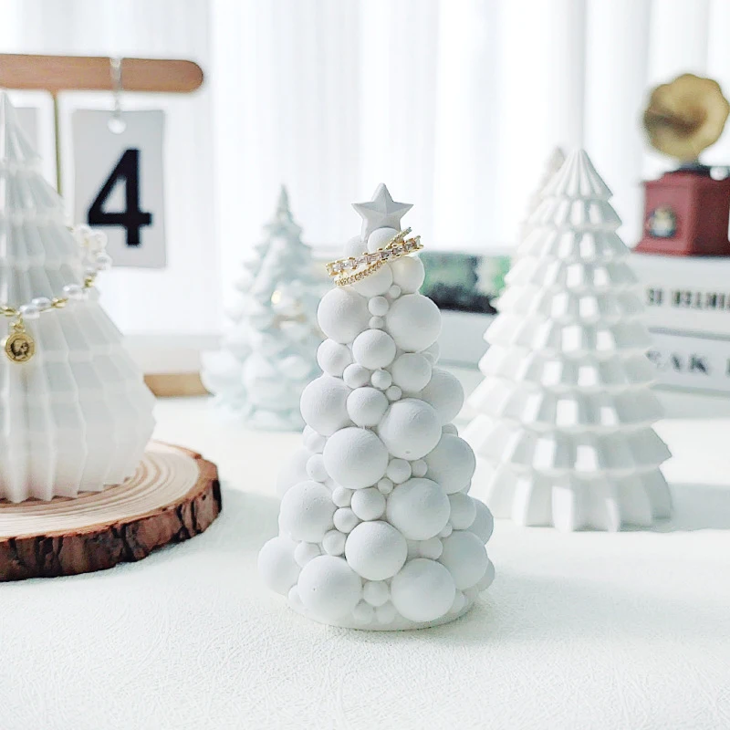 3D Bubble Christmas Tree Candle Silicone Mold Scented Candle Gypsum Resin Making Mould Chocolate Baking Tool Holiday Decor Gifts