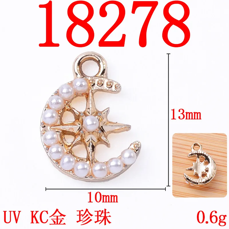 New DIY handmade bracelet necklace color retention pendant fashion inlaid pearl rhinestone star moon alloy accessories