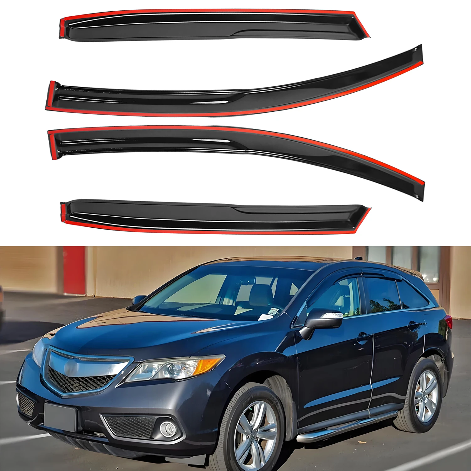

For Acura TSX 4-Door Sedan 2013-2018 Tinted Wind Deflectors External Mount 4pcs Set with Draining Channels 1.5MM Thick Boxed