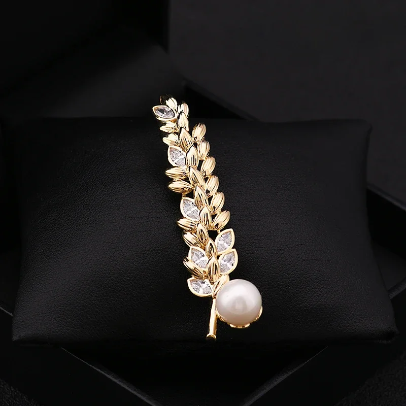 

High-End Wheat Brooch Luxury Elegant Pin Suit Jacket All-Matching Clothes Neckline Accessories Simple Corsage Jewelry Gifts 6134