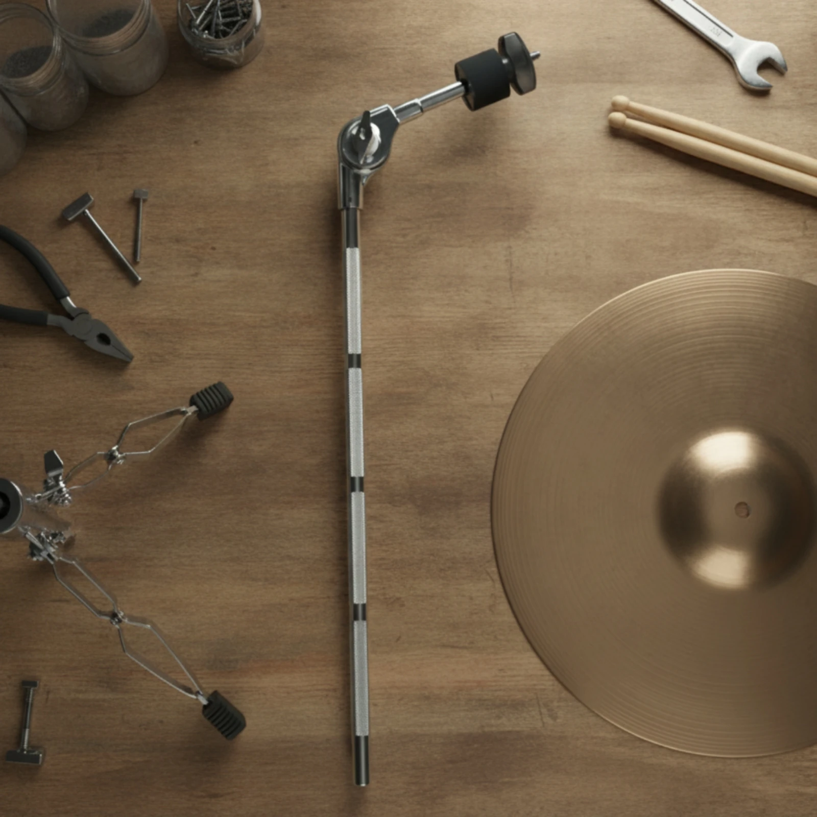 Half Cymbal Stand Rotating Head Drum Cymbal Stand Music Hardware Easy to Adjust Stable Base for Drummers, Stage