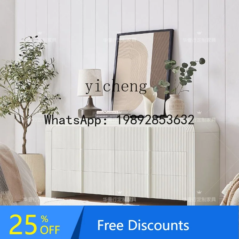 

X1 French Cream Wind Solid Wood Six Bucket Cabinet Living Room Against the Wall White Entrance Cabinet Creative Storage Cabinet