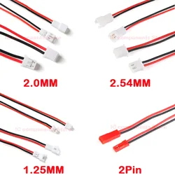 5/2 Pairs Small Mini JST 1.25mm PH2.0 XH2.54 2 Pin Male Female Plug Jack Connector Cable JST 1.25/2.0/2.54 2P Electronic Wire