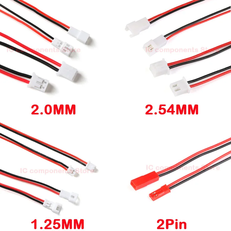 5 par/2 pary Mini Micro JST 1,25 mm / PH 2,0 mm / XH 2,54 mm Skok 2-pinowe męskie złącze wtykowe żeńskie Kable JST 1,25/2,0/2,54