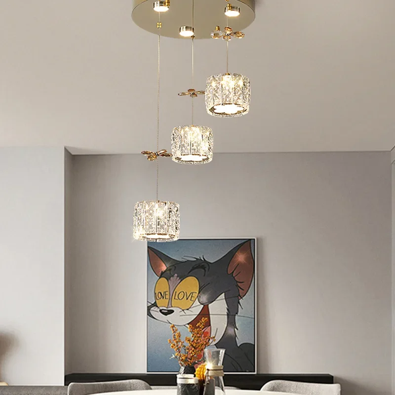 Cristal sala de estar villa lustre luz luxo francês multi-cabeça sala de jantar quarto uma palavra italiano quente homestay jantar