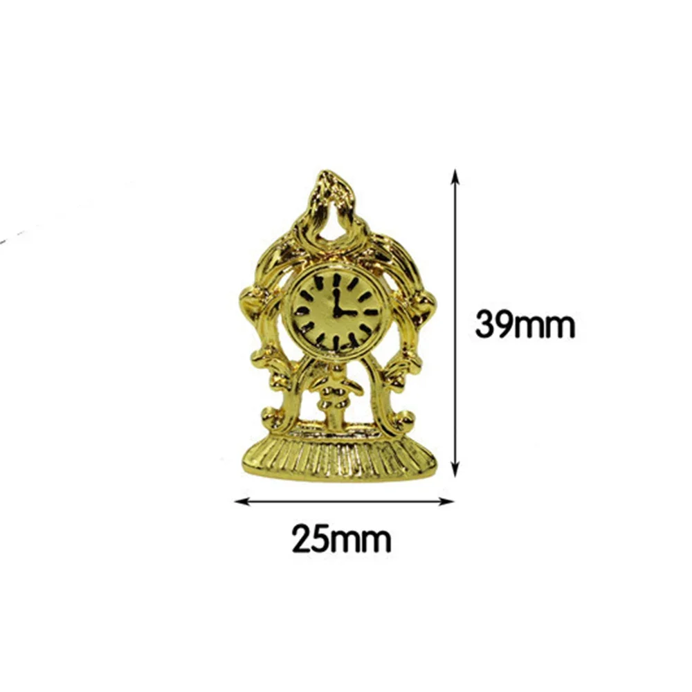 1/12 casa delle bambole in miniatura orologio in metallo simulazione modello di mobili giocattolo per Mini decorazione accessori per casa delle bambole