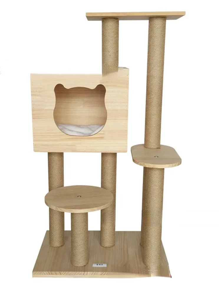 

Solid Wood Stable Cat Climbing Frame Villa Scratching Board Supplies Jumping Platform Nordic Style