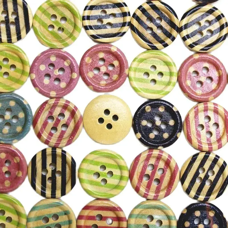 (100 unidades/pacote) 1.5cm pintado circular botões de madeira roupas acessórios têxteis para casa diy acessórios artesanais