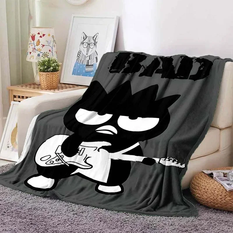 Large Size Bad Badtz-Maru Blanket Sofa Hello Kitty Soft Black Flannel Throw Fluffy Bed Blanket New Born Winter Blanket Baby Gift