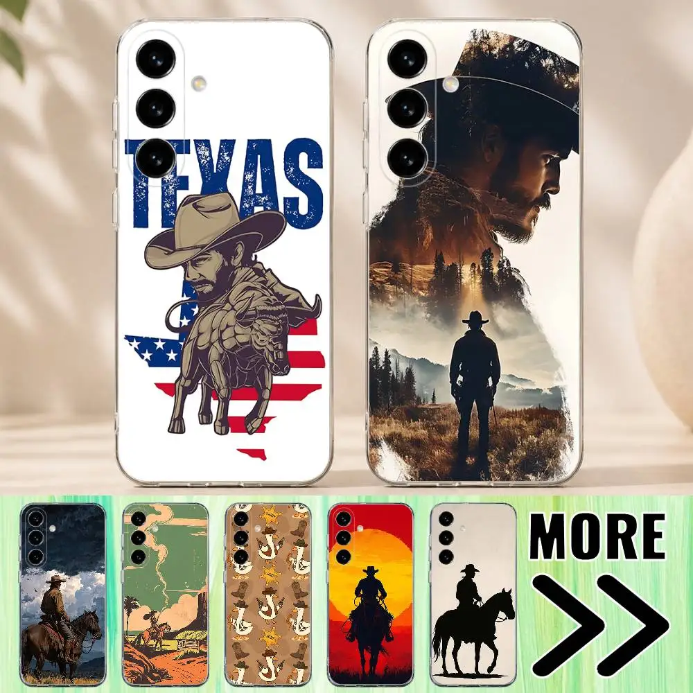 

Retro Western Cowboy Pattern Phone Case for Samsung Galaxy A12 13 A20 21 22 30 31 32 S A51 52 71 72 Note Transparent Protector