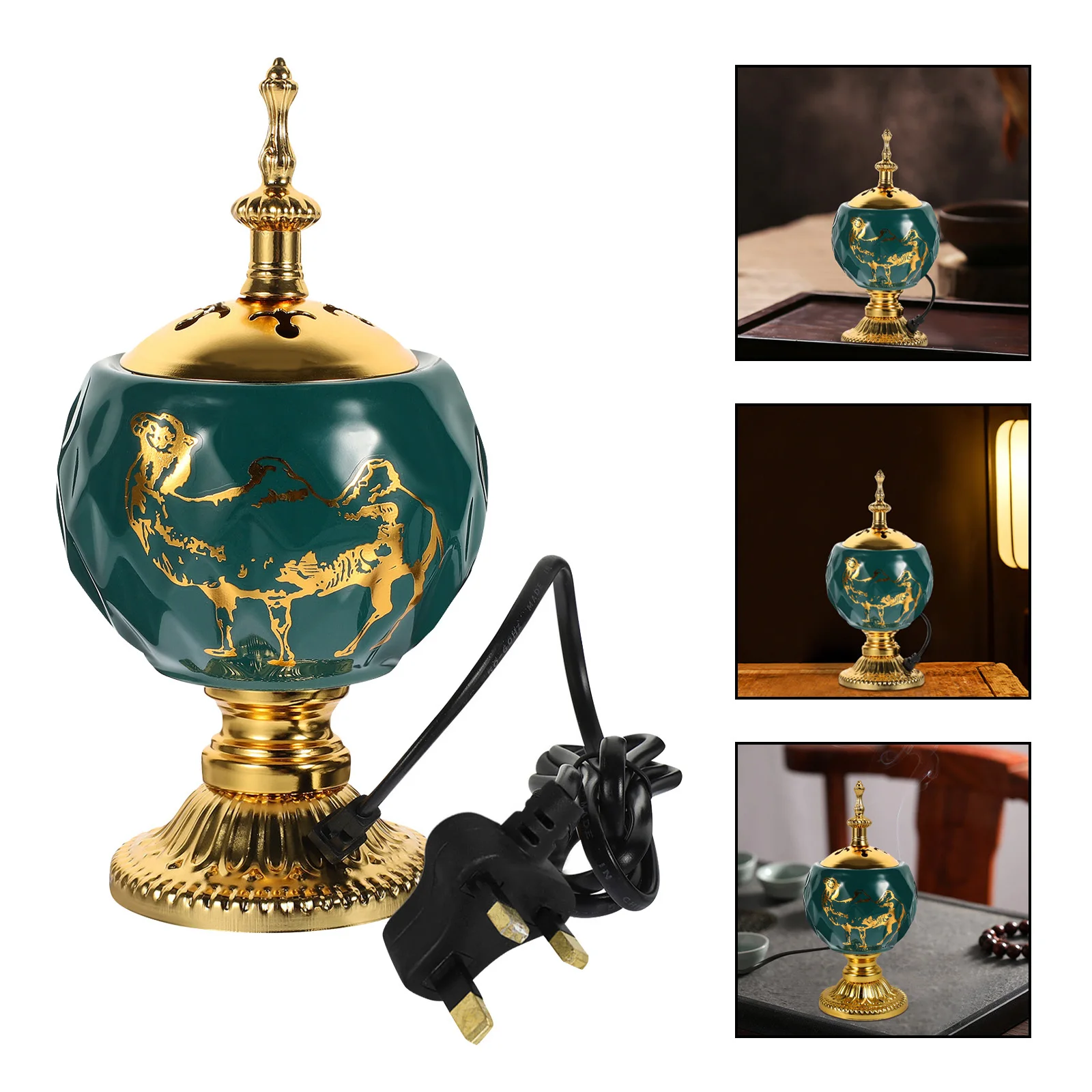 

Style Electric Incense Burner 230V Uk Plug Sturdy Ceramic Metal Aroma Stove for Indoor Home Decoration Use