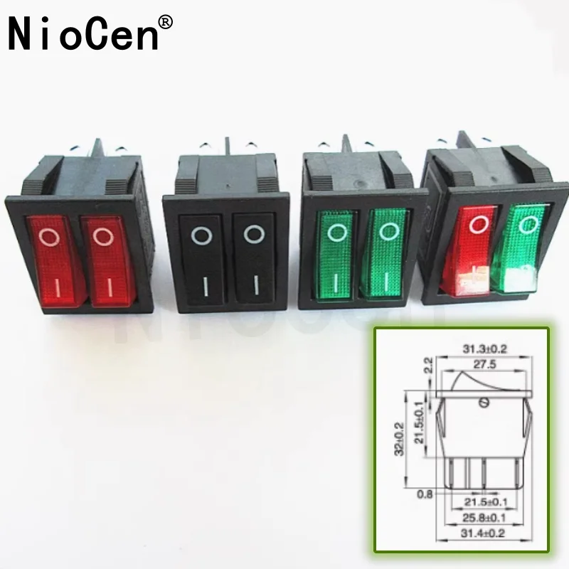 Double hull type switch with red and green lights 6pin  2nd/3rd gear Power button switch, electric pancake pan, electric heater