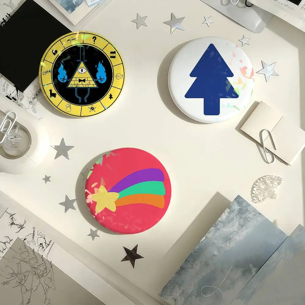 Cartoon G-Gravity F-Falls Laser Badge Pins Handmade Brooches for Backpack Gifts Bag Decor Fans Collect