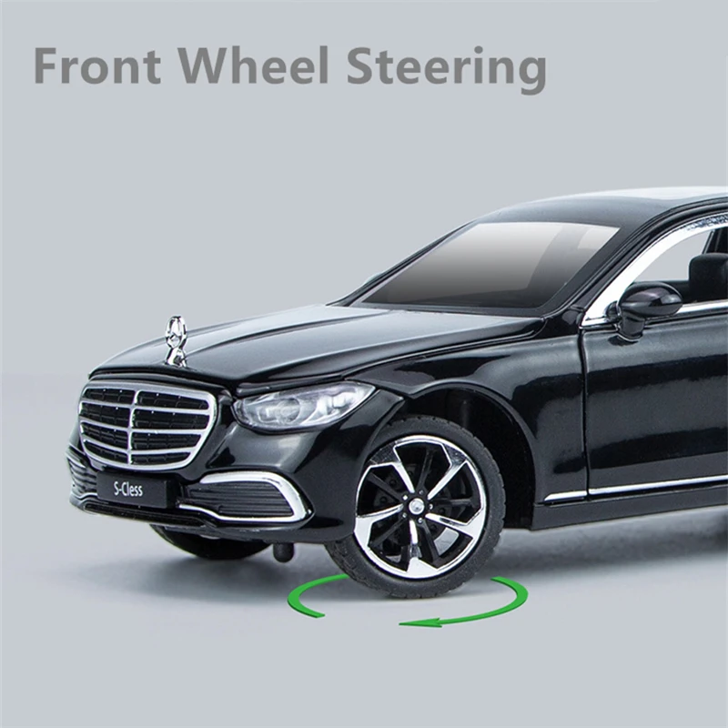1/22 Maybach S400 Alloy Luxy Car Model Diecast Metal Toy Vehicle Car Models Simulation Sound and Light Collection Childrens Gift