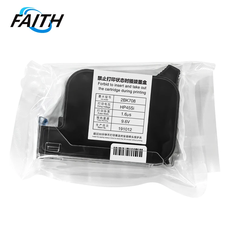 Faith 12.7/25.4mm Original Black Solvent Fast Dry Inkjet Printer Ink Cartridge
