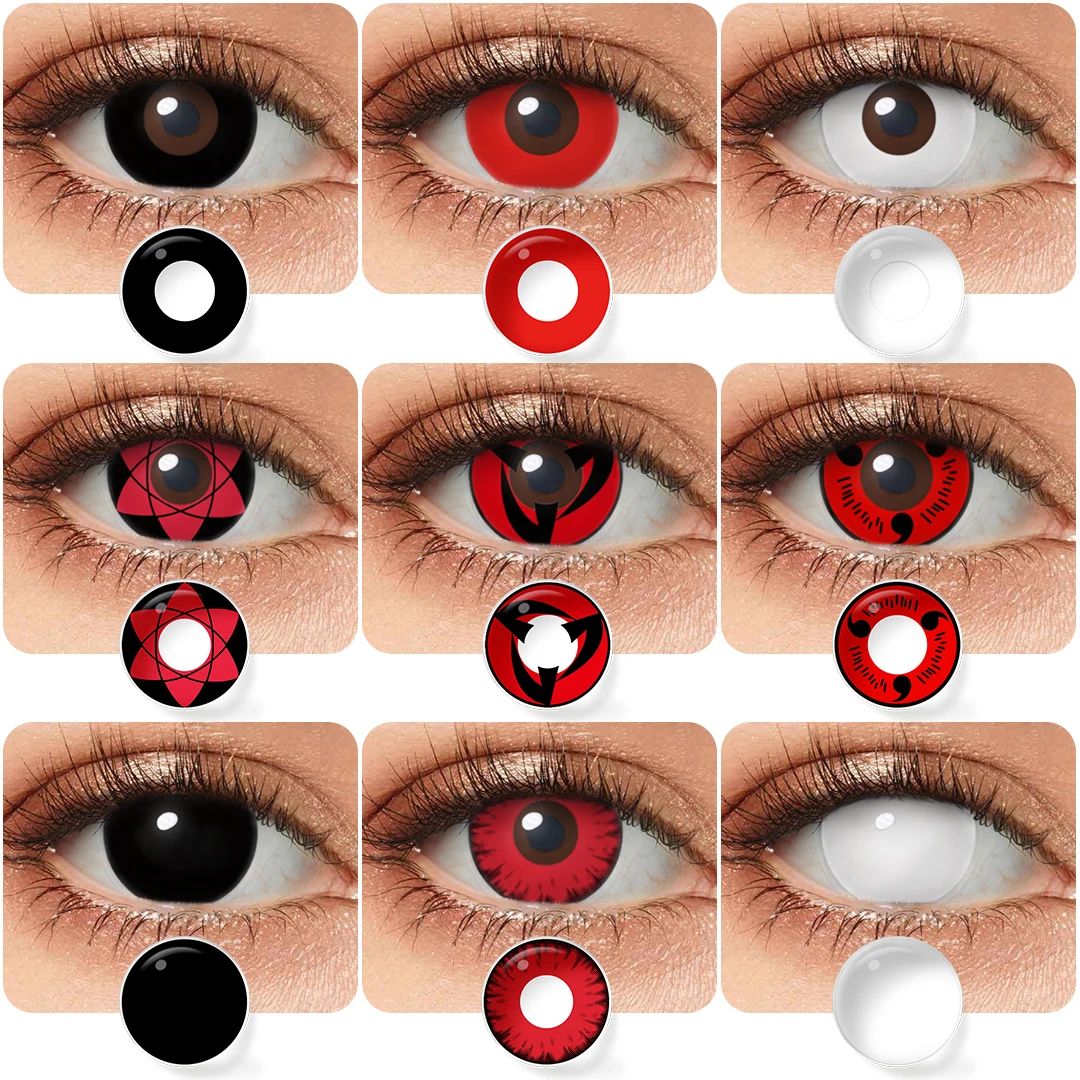 Halloween Color Contact Lenses 1 Pair Cosplay Anime Contact Lenses White Eye Lenses  Red Colored Lenses Pupilentes Halloween