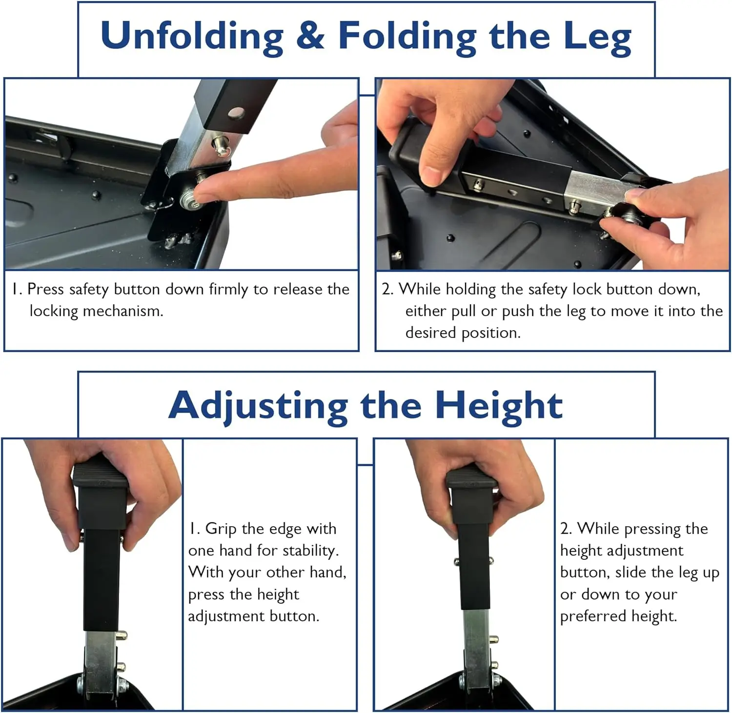Folding Step Stool, 3-Level Adjustable Metal Step Stool with Anti-Slip Pedal and Locking Legs, 330lbs Heavy Duty Folding Foot