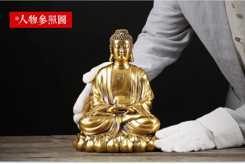 25cm tall - Buddhist  Bless and safety TOP efficacious Talisman Mascot gold RU LAI Buddha brass carving Sculpture statue